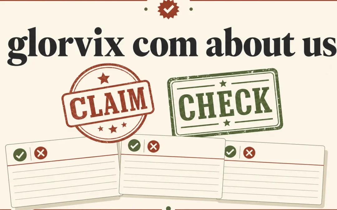 glorvix com about us fact-check column cover with CLAIM and CHECK stamps