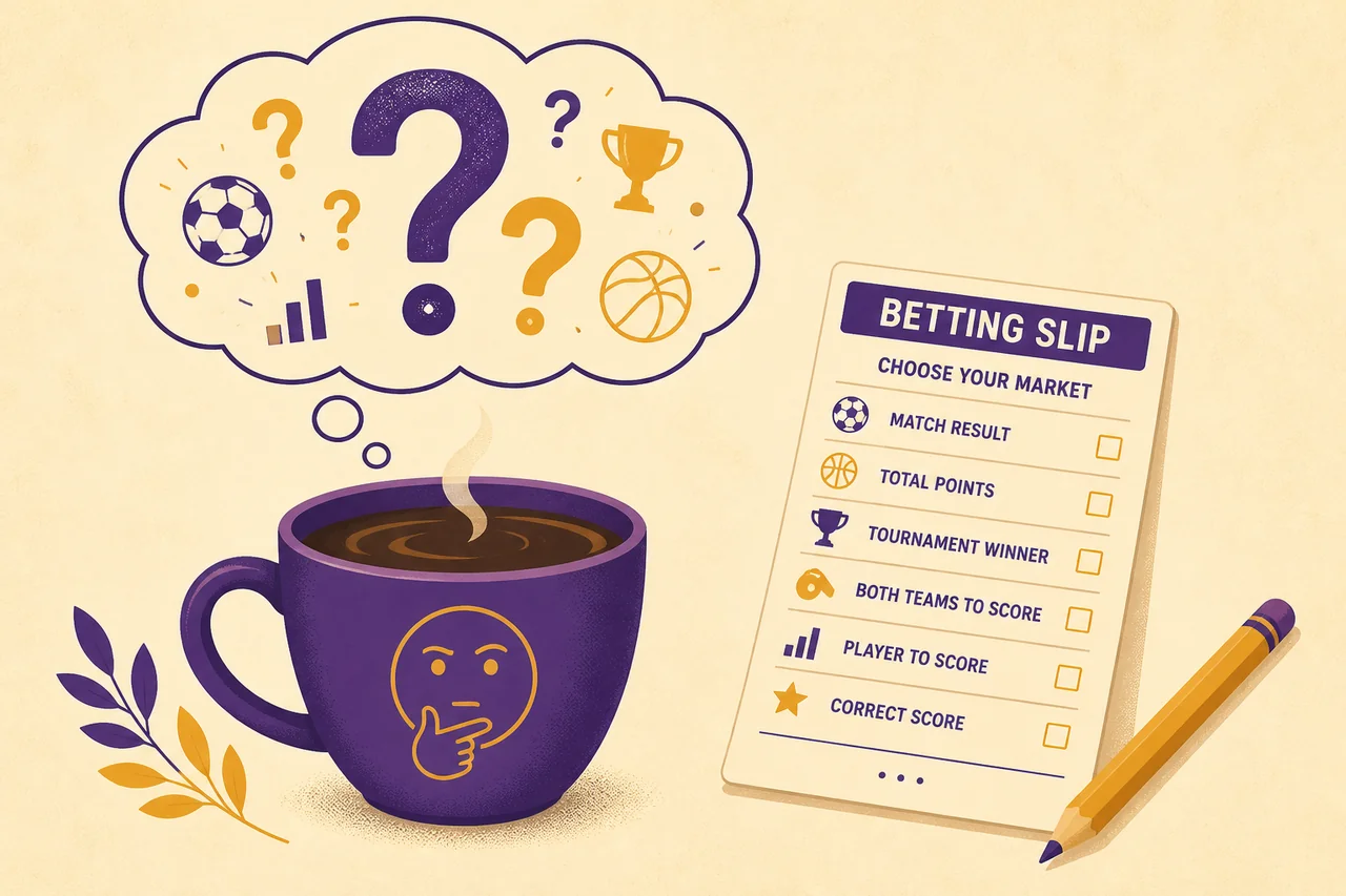 Illustration linking mood to sports betting market choice on a quiet morning